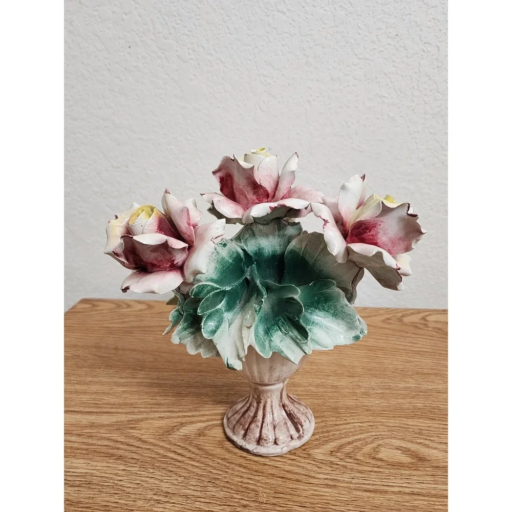 Capodimonte Roses Centerpiece Made in Italy Porcelain‎ 8